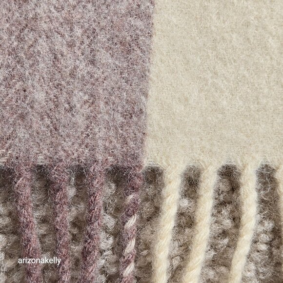 Wool Scarf Neutral Colors Stripe - Picture 4 of 13